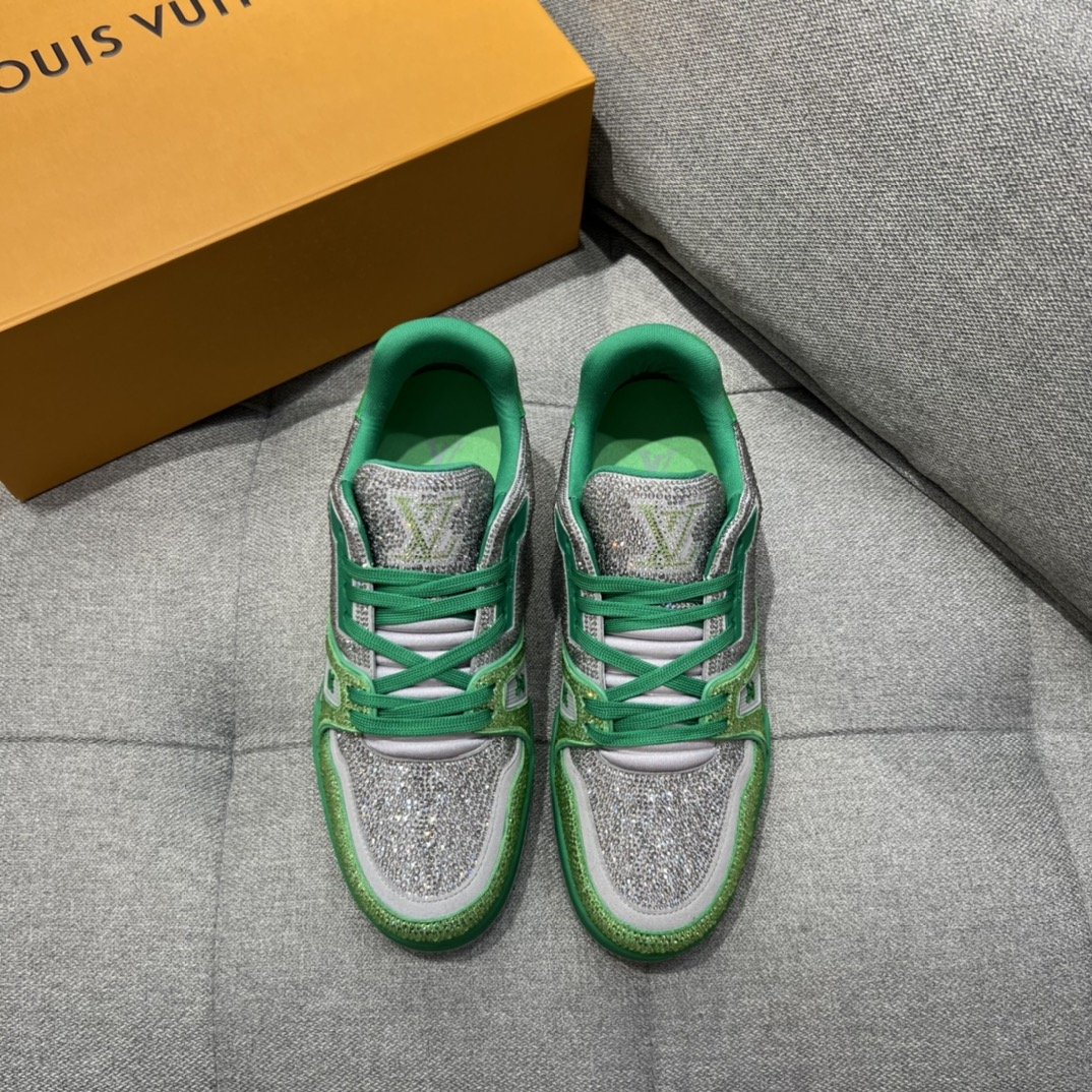 L0vis Vuittion LV Trainer Sneaker Green For Men LV