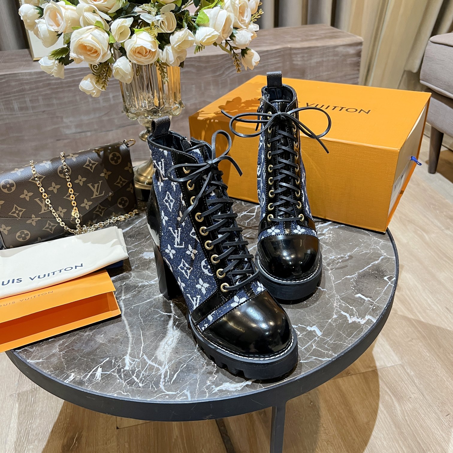 L0vis Vvtt0n Women’s Star Trail Ankle Boots Blue For Women LV