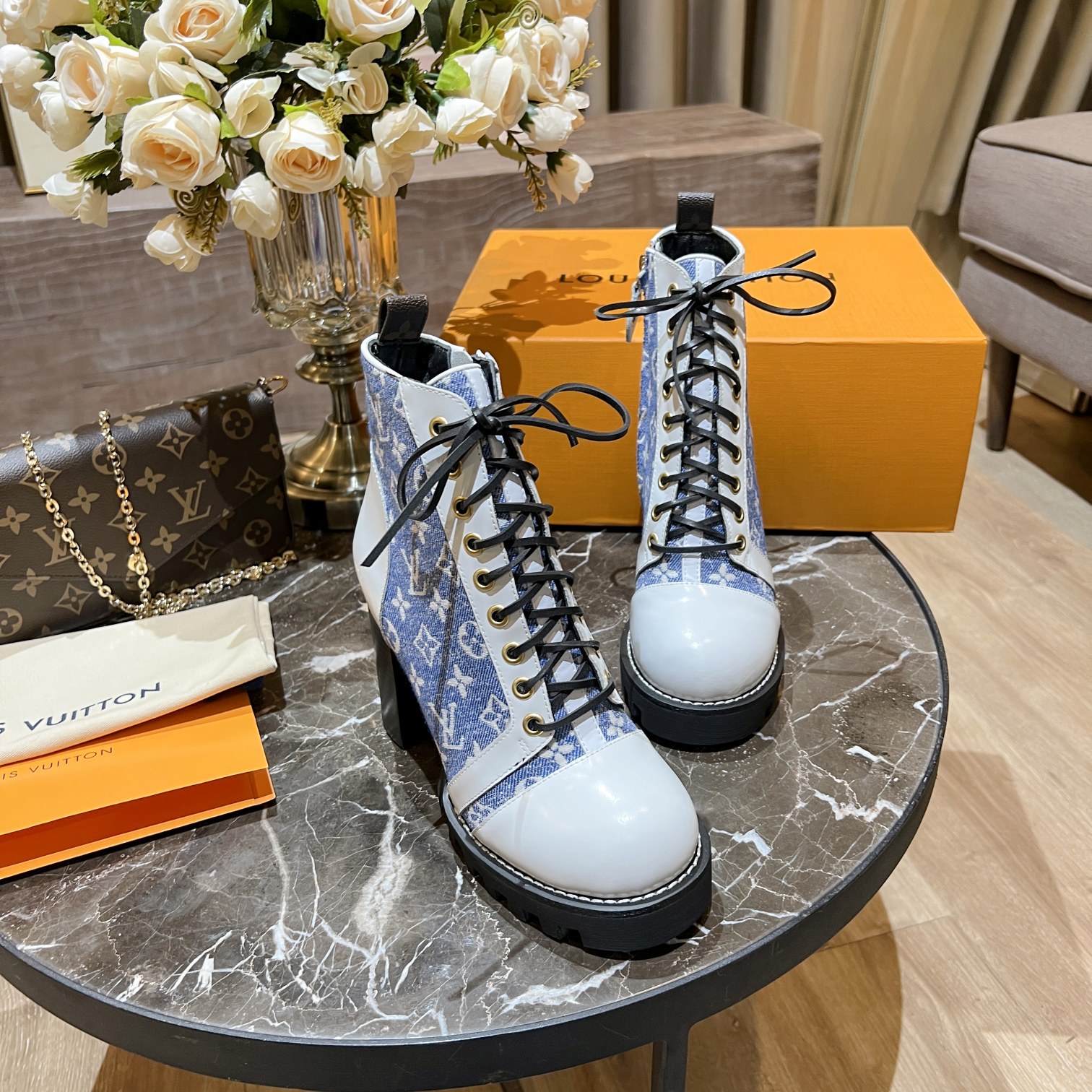 L0vis Vvtt0n Women’s Star Trail Ankle Boots Blue For Women LV