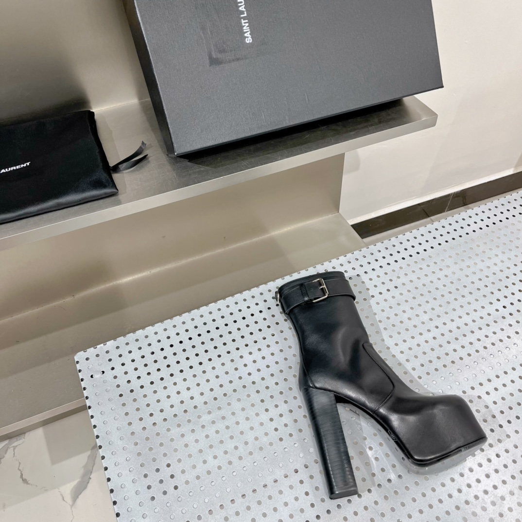 Sa1nt Lau*nt Women’s Cherry Buckle Platform Booties Black For Women Y51 6876621Y8001000