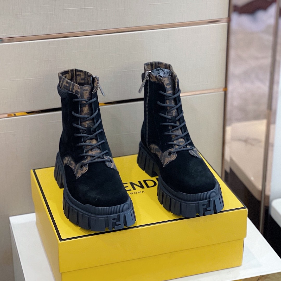 F**di Force High Tops Boots Brown For Men 7U1458