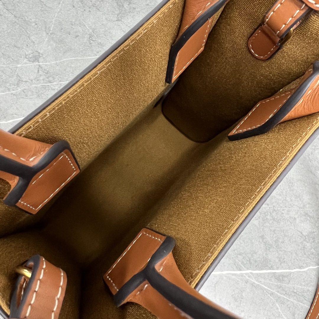 Ce1i*e Mini Folco In Triomphe Canvas With Triomphe Heart Embroidery Brown For Women 8in/20cm