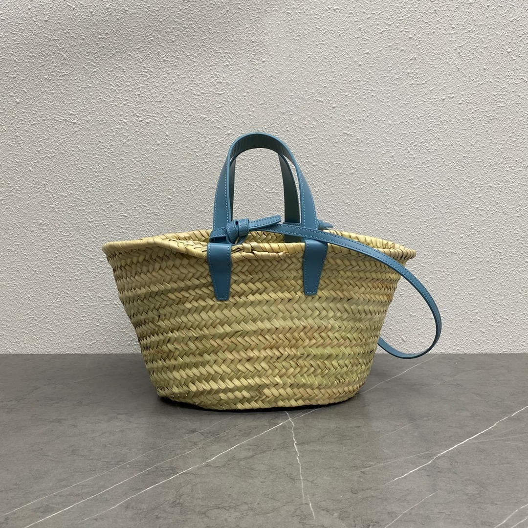 Ce1i*e Teen Triomphe Ce1i*e Classic Panier In Palm Leaves And Lizard Blue For Women 8in/20cm