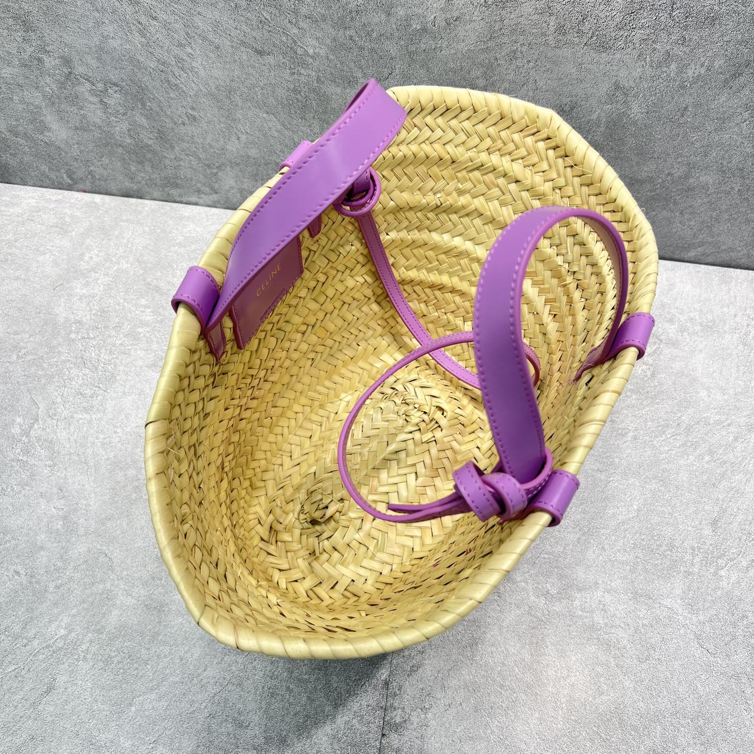 Ce1i*e Teen Triomphe Ce1i*e Classic Panier In Palm Leaves And Lizard Violet For Women 8in/20cm