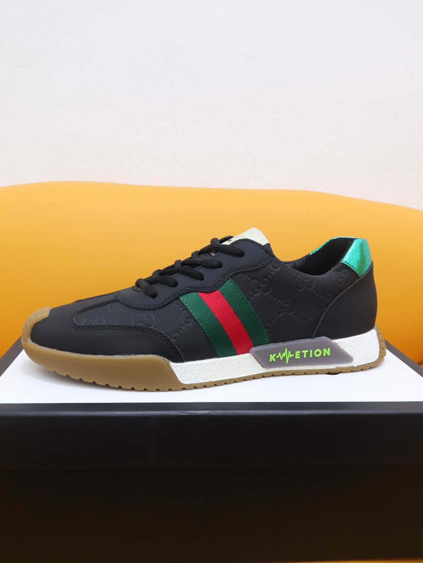 Gvc*1 Men’s GG Embossed Sneakers With Web Ketion Black For Men