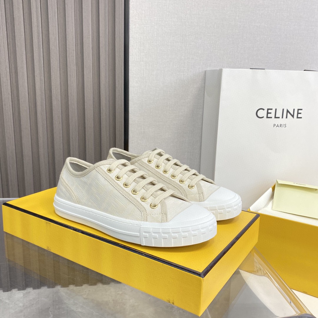 F**di Domino Fabric Sneakers Beige For Women