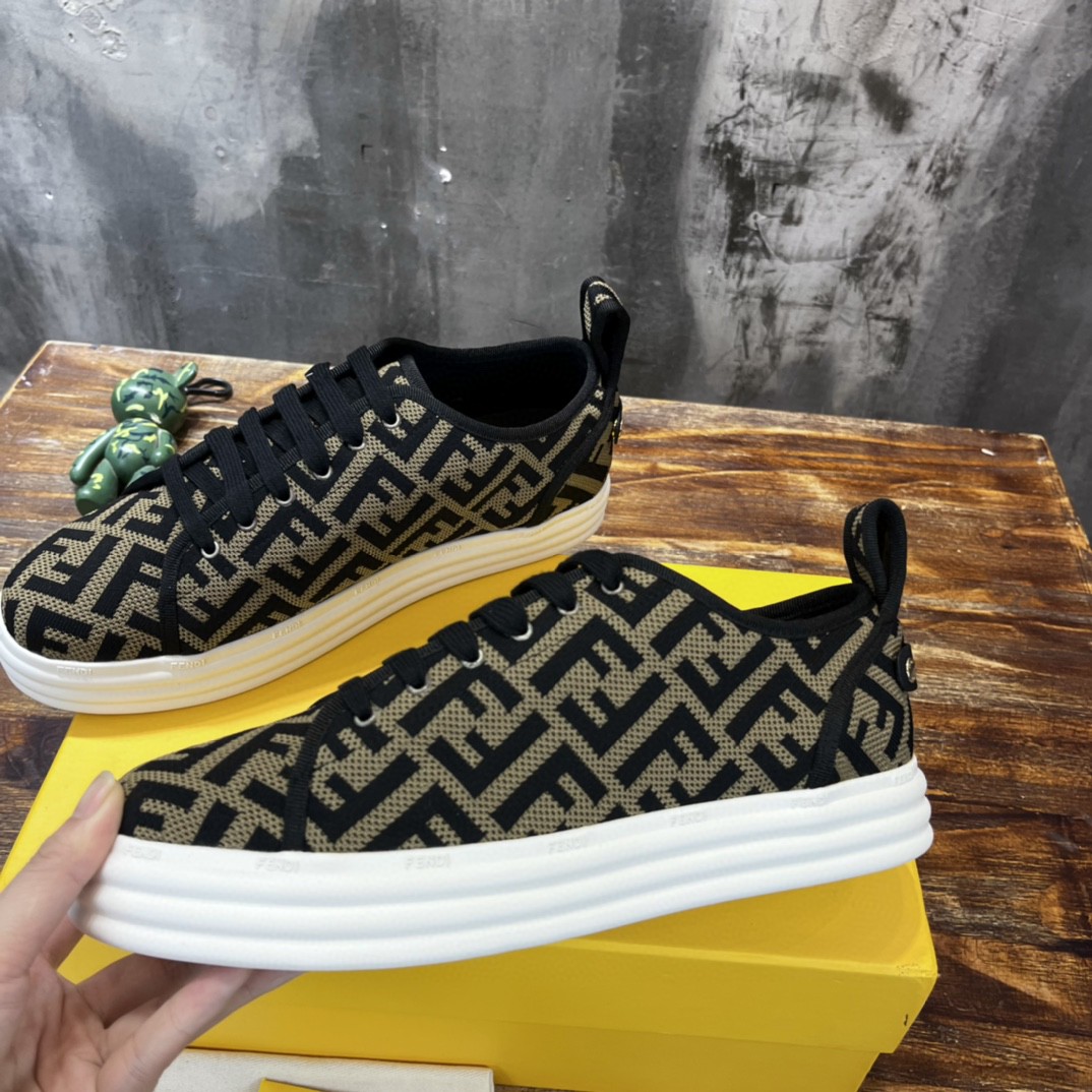 F**di Domino Fabric Sneakers Brown For Men