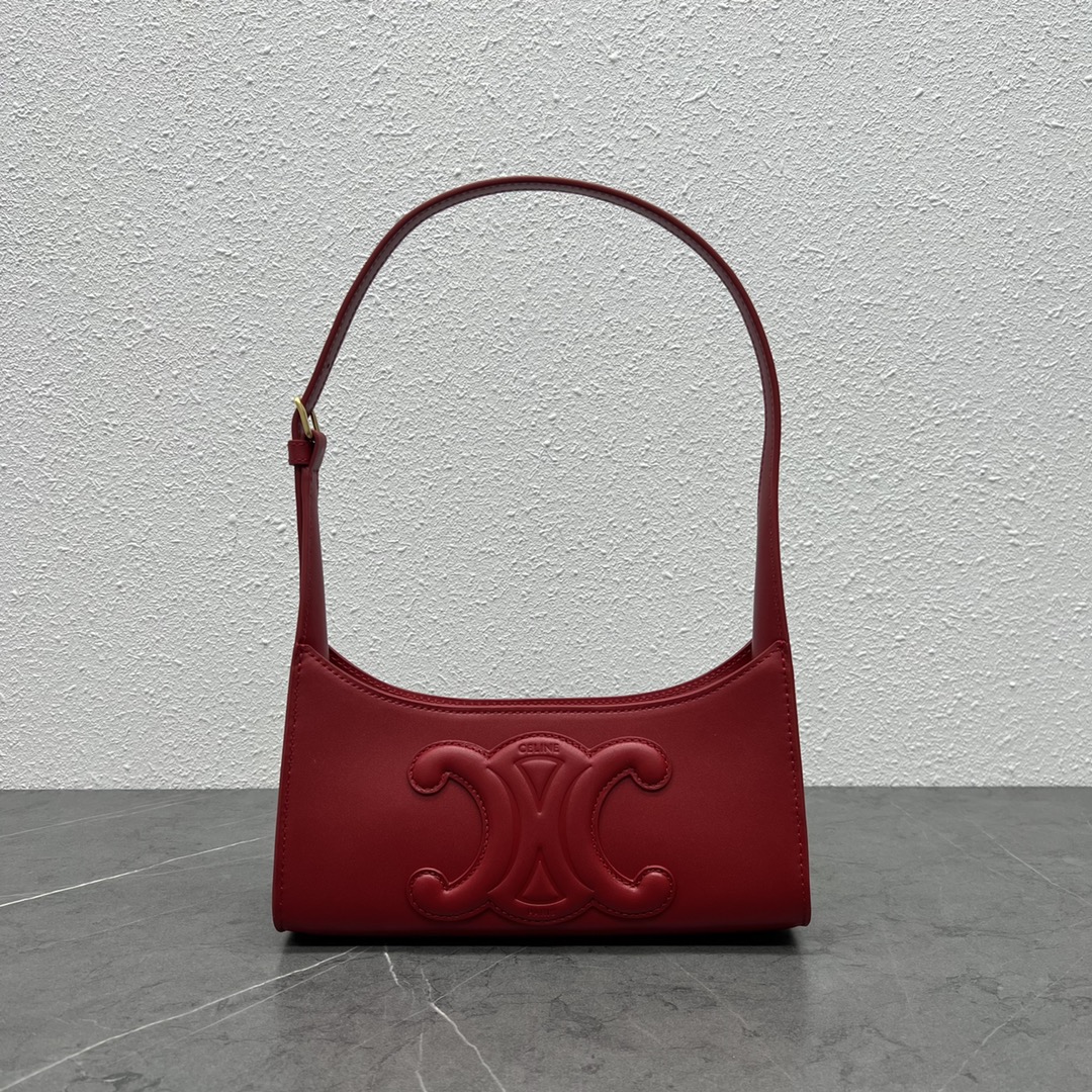 Ce1i*e Cuir Triomphe Shoulder Bag Red For Women 9.4in/24cm
