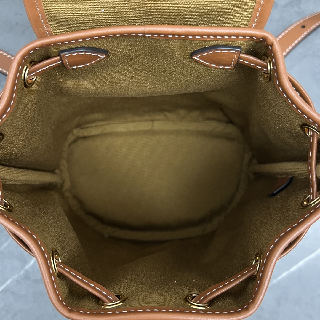 Ce1i*e Mini Backpack Folco In Triomphe Canvas With Triomphe Heart Embroidery Brown For Women 8in/20cm 197662EF3.04LU