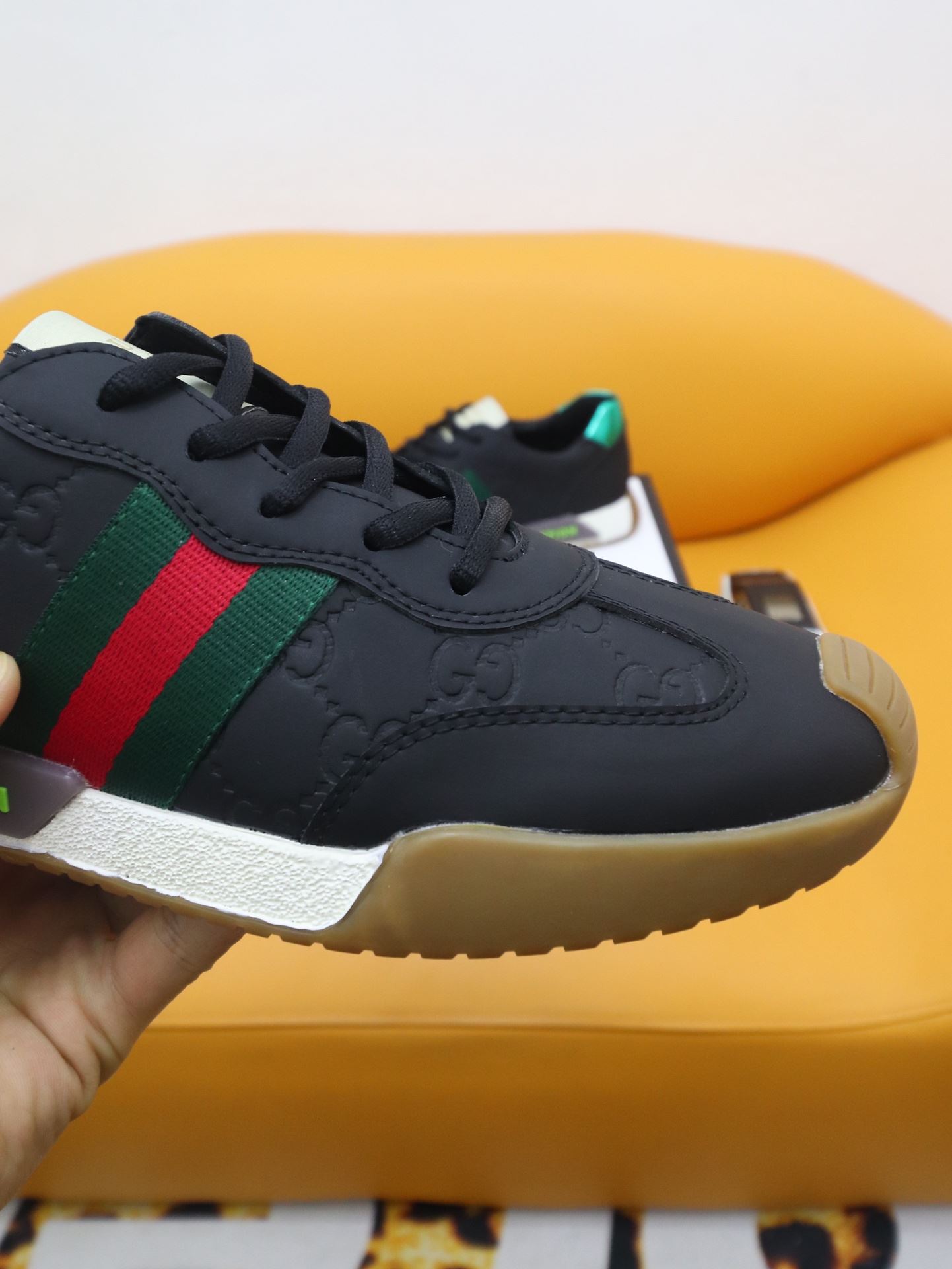 Gvc*1 Men’s GG Embossed Sneakers With Web Ketion Black For Men