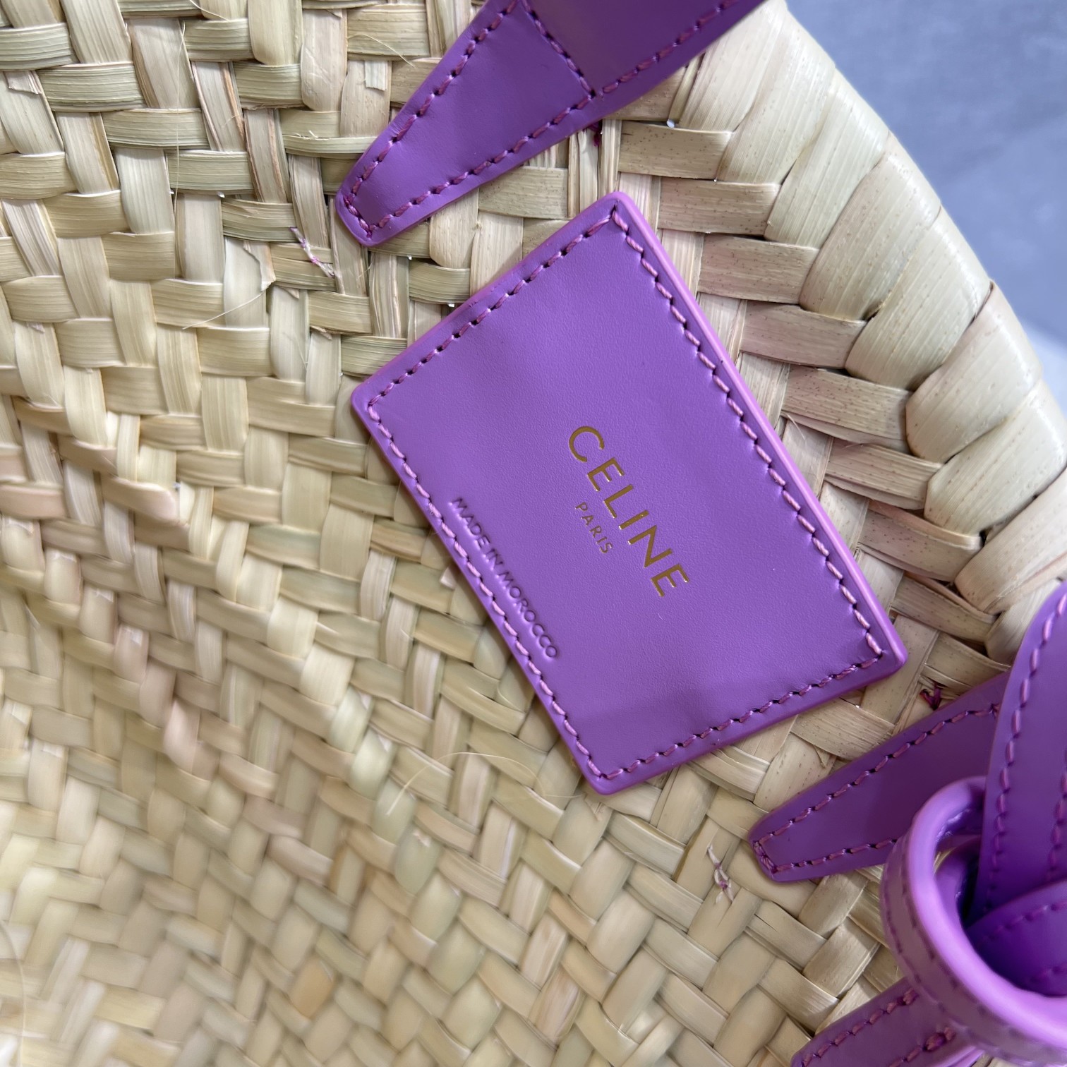 Ce1i*e Teen Triomphe Ce1i*e Classic Panier In Palm Leaves And Lizard Violet For Women 8in/20cm