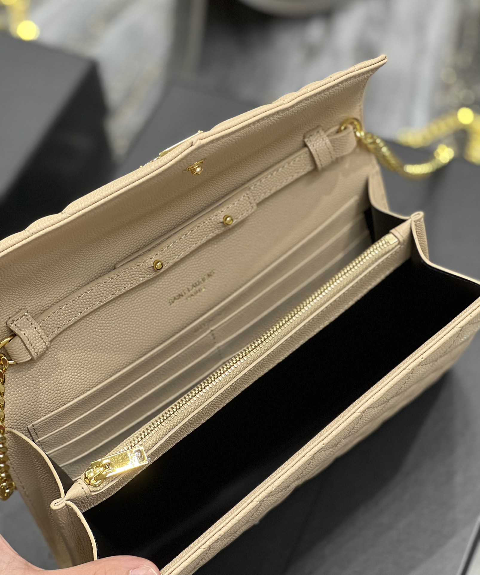 Sa1nt Lau*nt Envelope Small Chain Bag Beige For Women, Women’s Bags 8.6in/22cm Y51