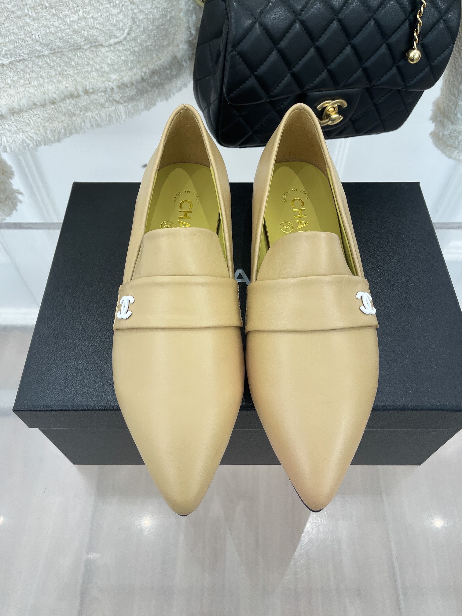 Ch**el Women’s Loafer With Logo Beige For Women