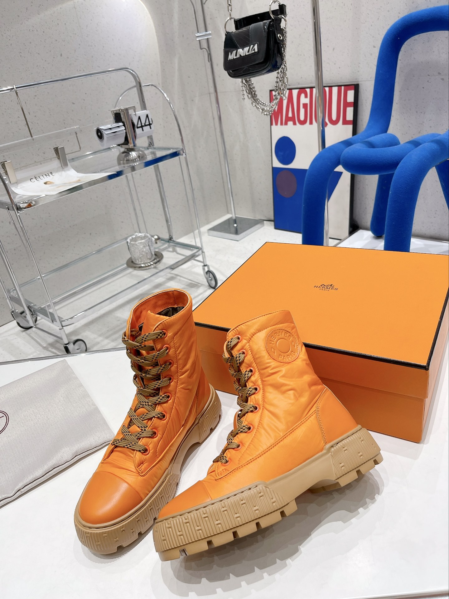 H**me5 Fresh Ankle Boots Orange For Women 1.8in/4.5cm