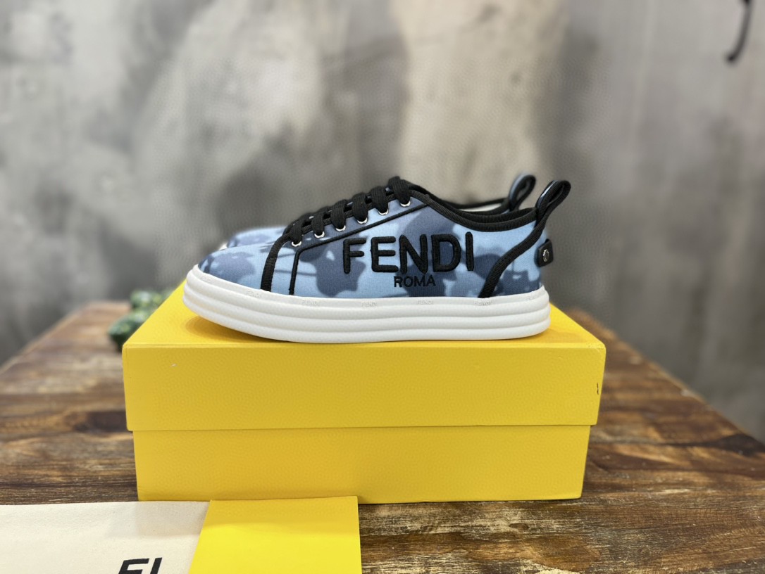 F**di Domino Fabric Sneakers Blue For Men