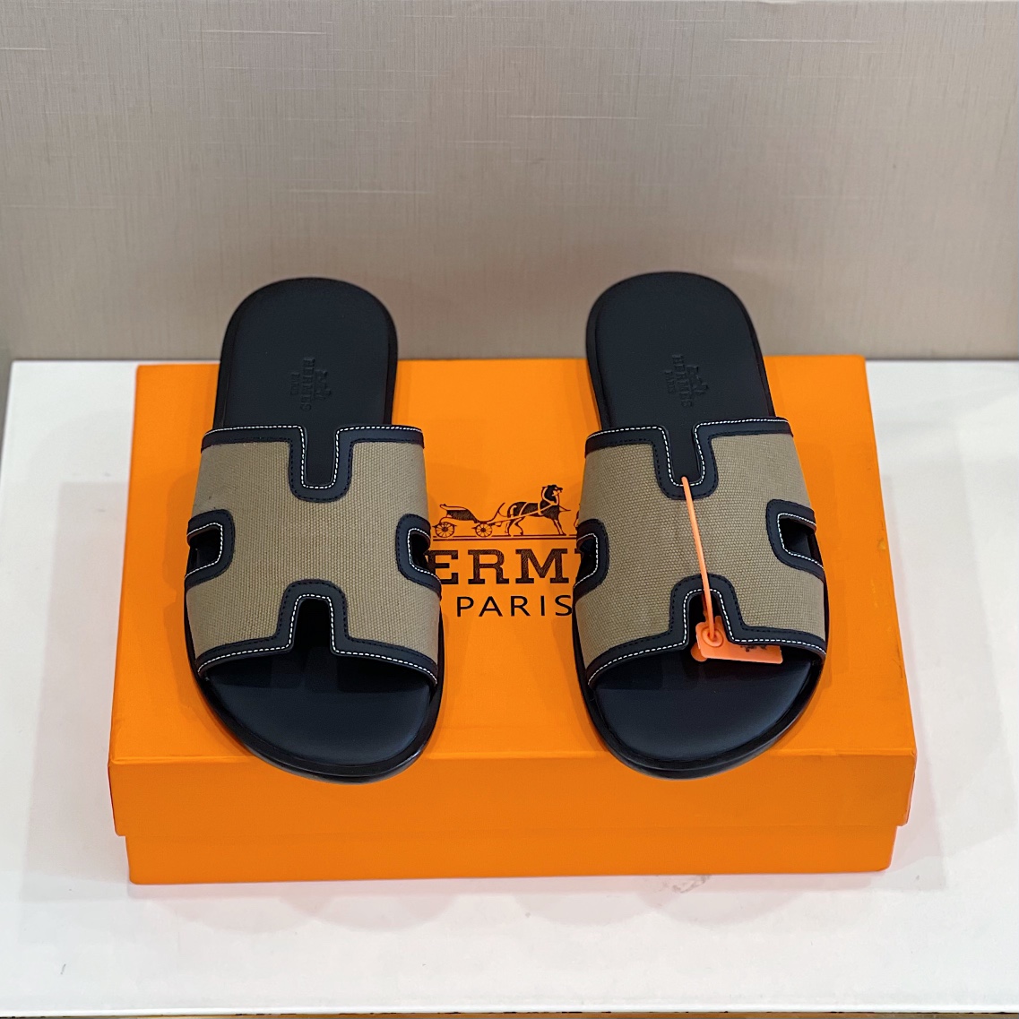 H**me5 Izmir Sandal Black And Beige For Men