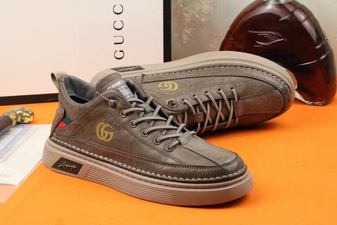 Gvc*1 Men’s Sneakers With Logo GG Gold Web Brown For Men