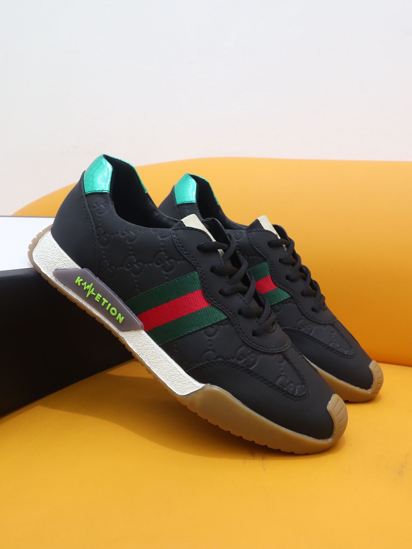 Gvc*1 Men’s GG Embossed Sneakers With Web Ketion Black For Men