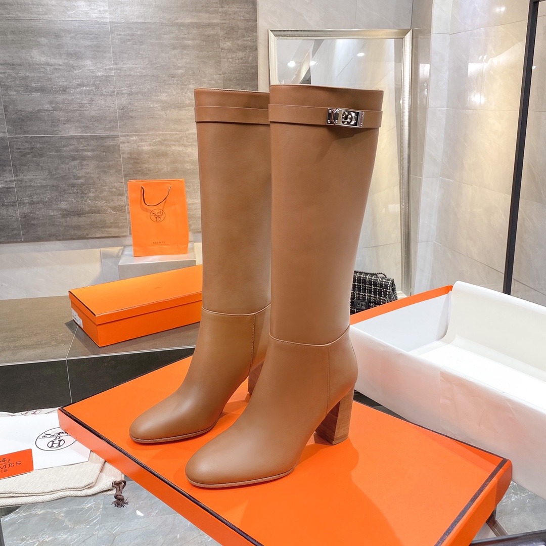 H**me5 High Heel Boots Brown For Women 3.54in/9cm