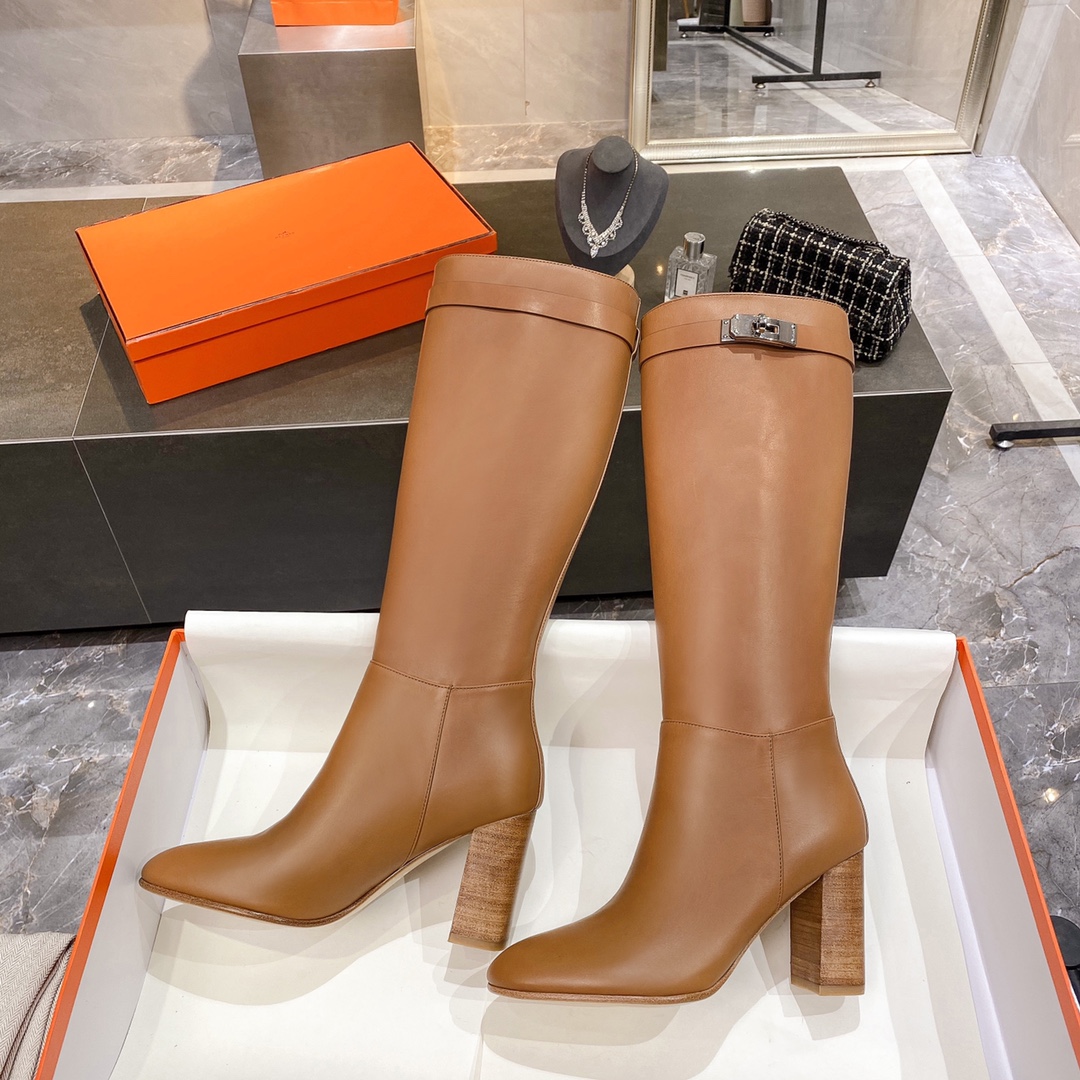 H**me5 High Heel Boots Brown For Women 3.54in/9cm