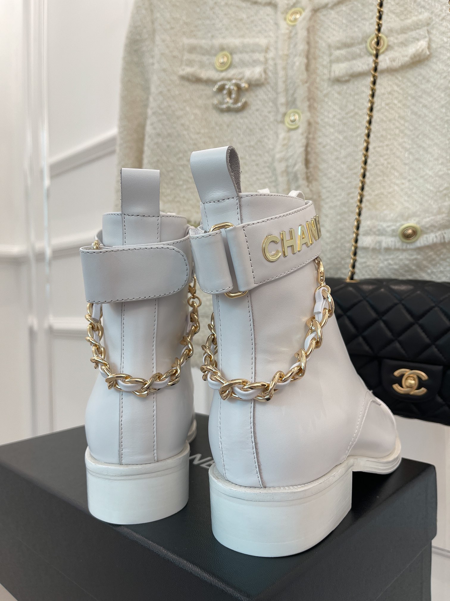 Ch**el Women’s Lace-Up With Chain White For Women 1.5in/4cm